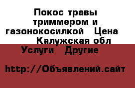 Покос травы триммером и газонокосилкой › Цена ­ 300 - Калужская обл. Услуги » Другие   